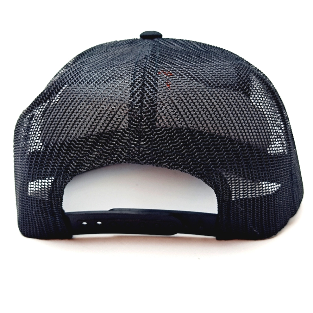 Bass Pro Shops Flat Bill Trucker Mesh Snapback Cap Hat Black Embroidered - Picture 4 of 4